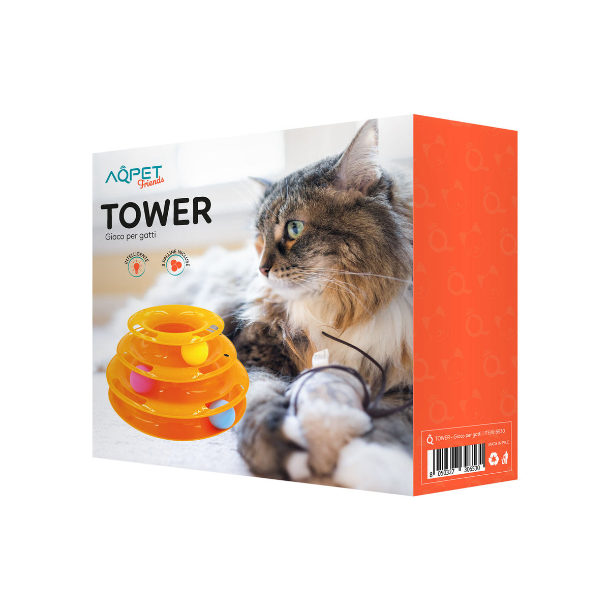 AQPET FRIENDS Jouet pour chat Tour - 25X13 cm Jeu pour chats avec balle