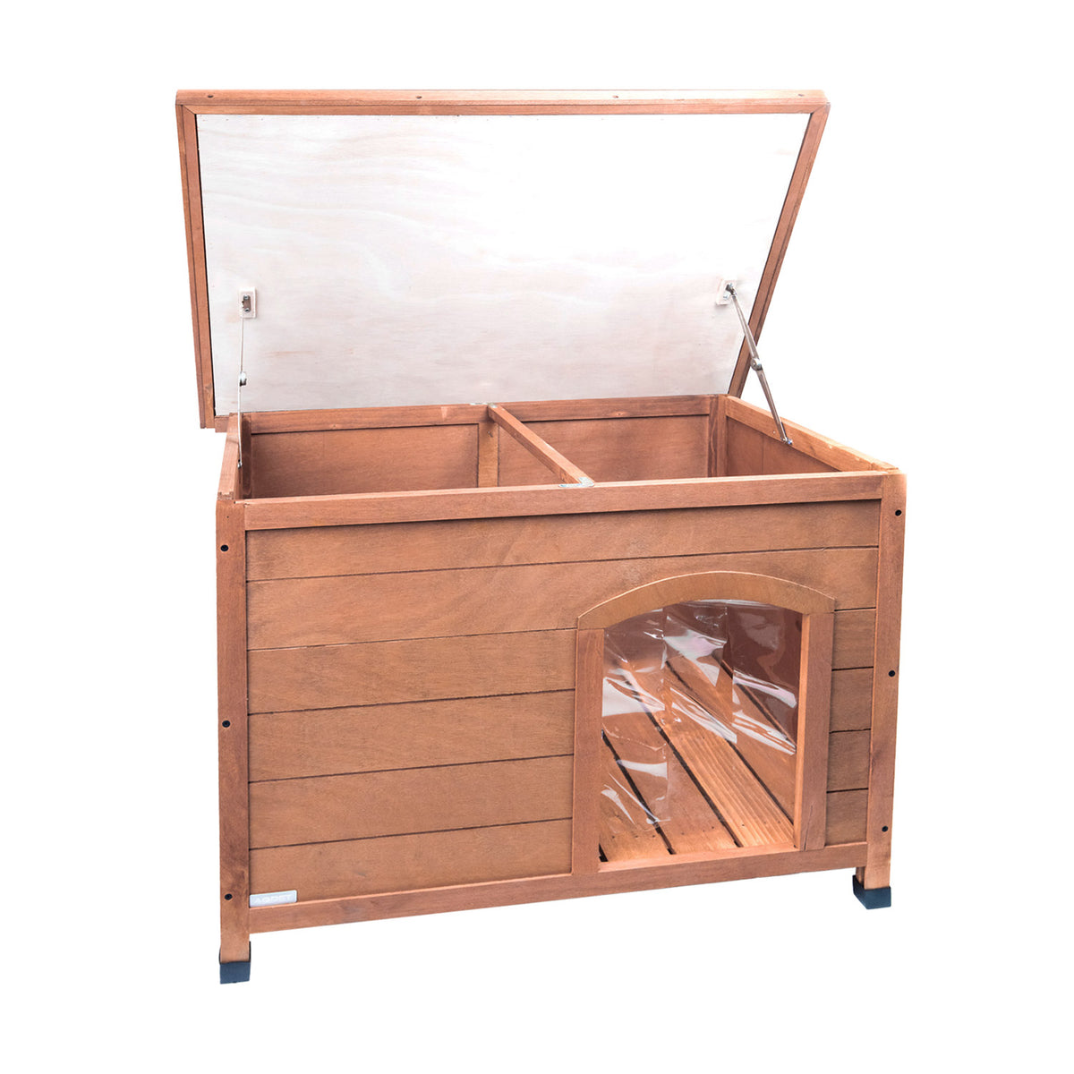 AQPET FRIENDS Baita Niche en bois avec toit ouvrant pour chiens et chats, confort et détente