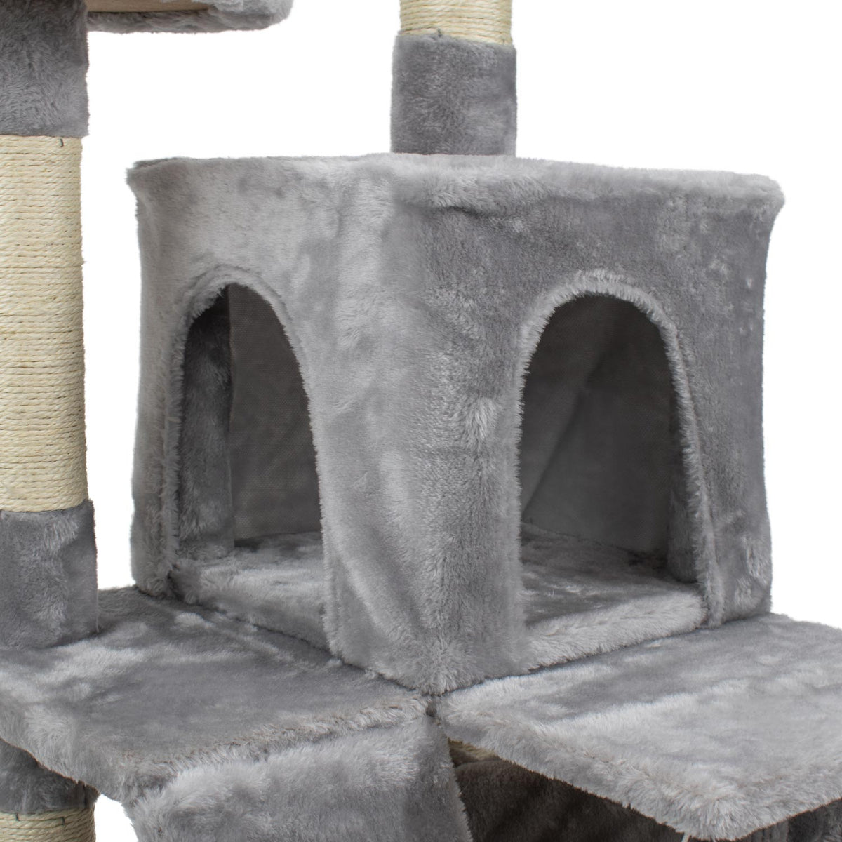 AQPET FRIENDS arbre à chat Berlin 135 cm avec niche, aire de jeux et griffoir pour chats, couleur grise