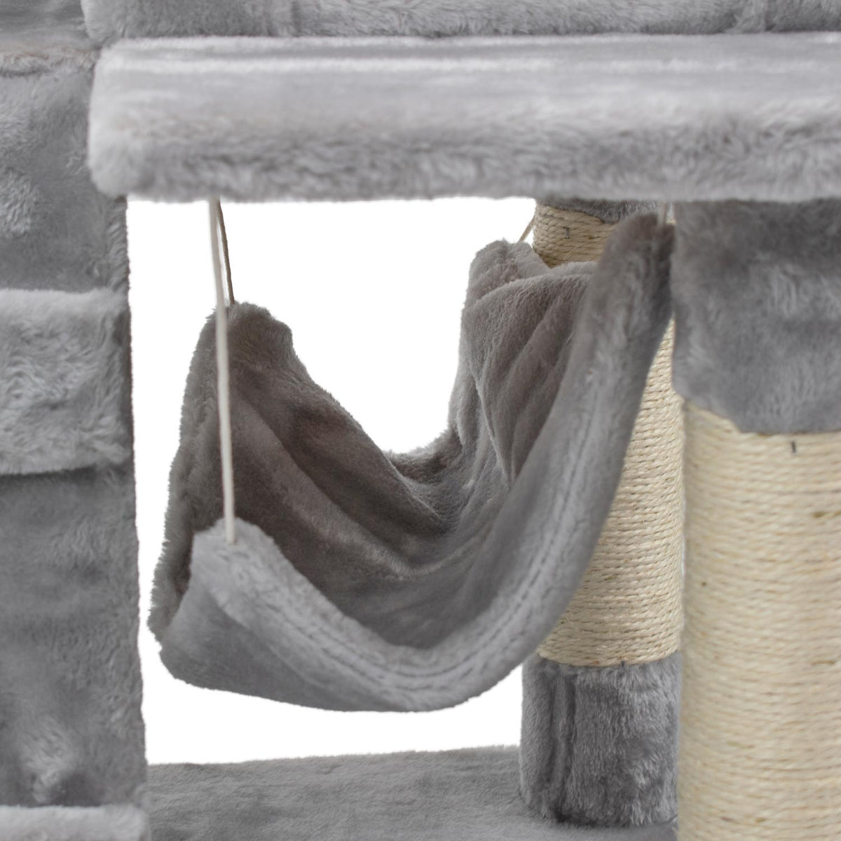 AQPET FRIENDS arbre à chat Berlin 135 cm avec niche, aire de jeux et griffoir pour chats, couleur grise