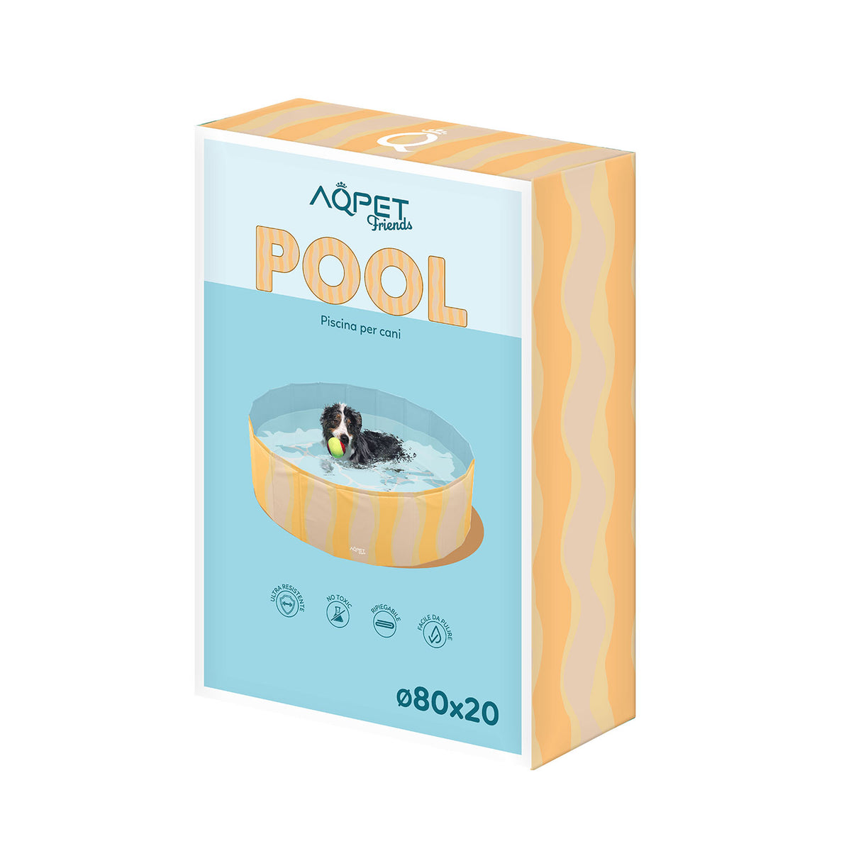 AQPET FRIENDS Pool piscine pour chien, motif Sea, pliable et anti-rayures, pour extérieur et jardin