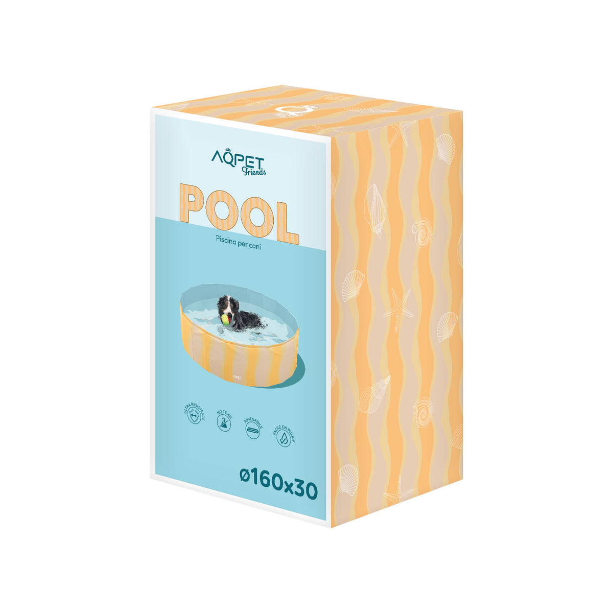 AQPET FRIENDS Pool piscine pour chien, motif Sea, pliable et anti-rayures, pour extérieur et jardin