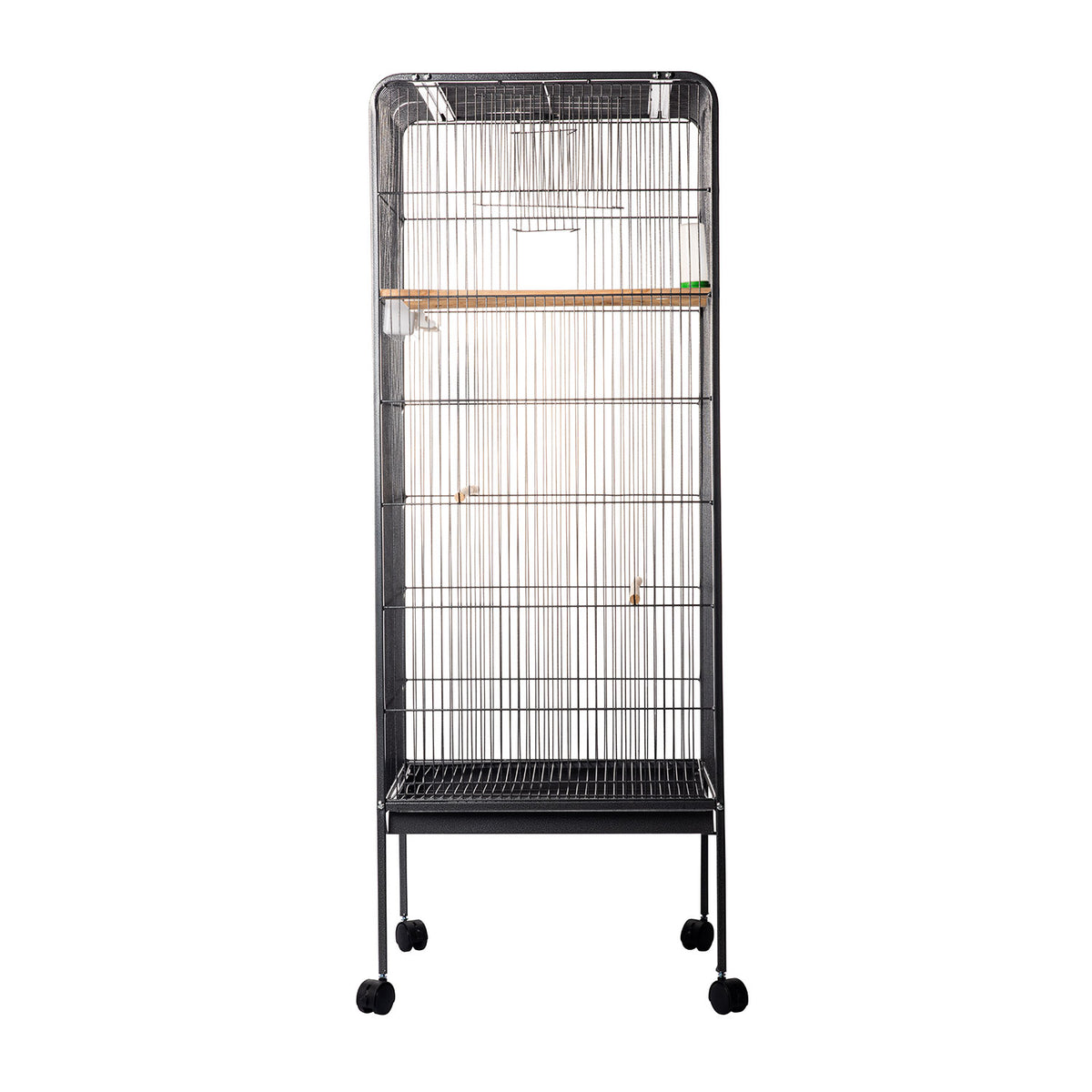 AQPET FRIENDS Volière pour canaris et oiseaux, cage complète en métal sans toit, adaptée à l’intérieur, dimensions 146x54x54 cm, couleur noire