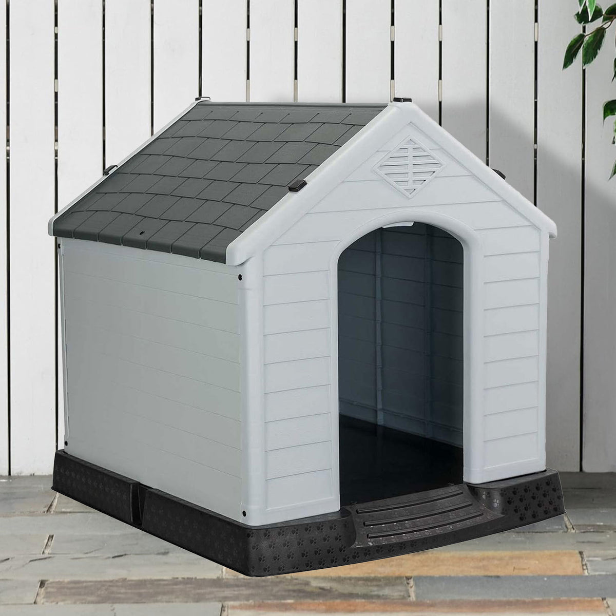 AQPET FRIENDS Chalet Niche en plastique imperméable pour chiens et chats, confort et détente, pour intérieur et extérieur