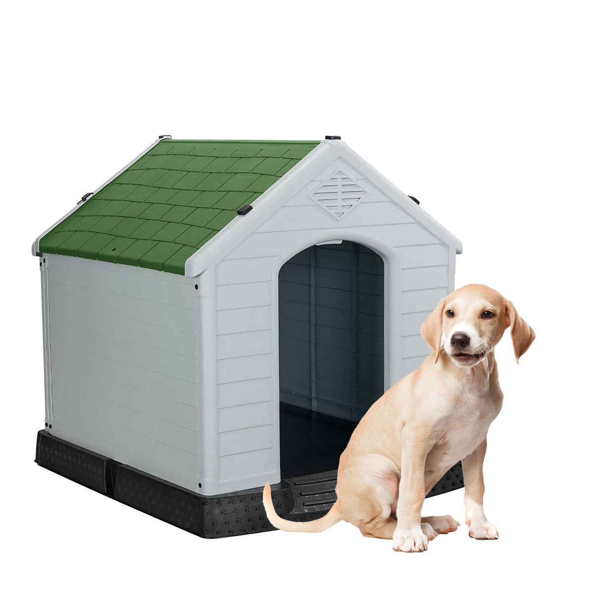 AQPET FRIENDS Chalet Niche en plastique imperméable pour chiens et chats, confort et détente, pour intérieur et extérieur