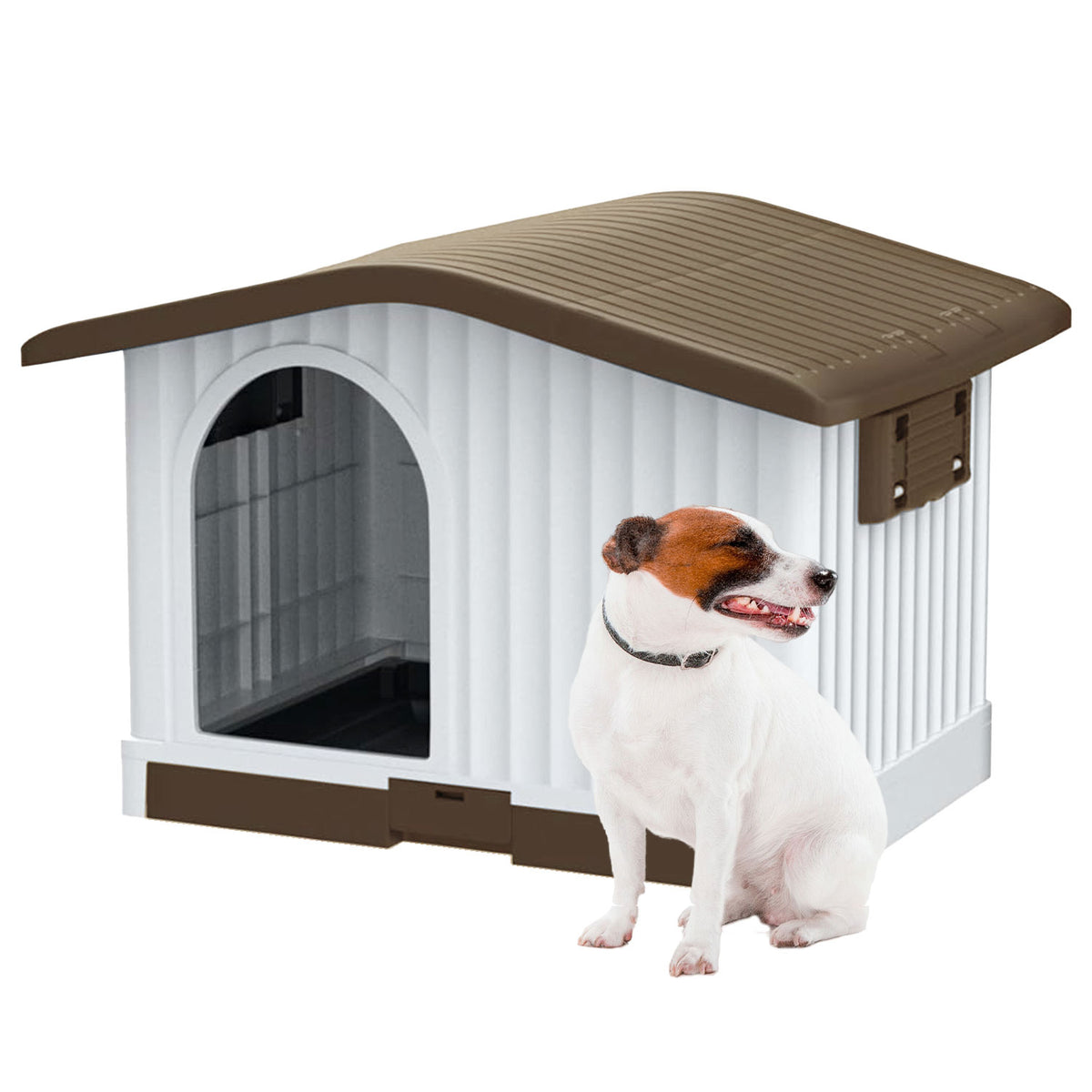 AQPET FRIENDS Villa Niche en plastique - 87 X 74 X 61 H, couleur marron, pour chiens et chats, confort et détente