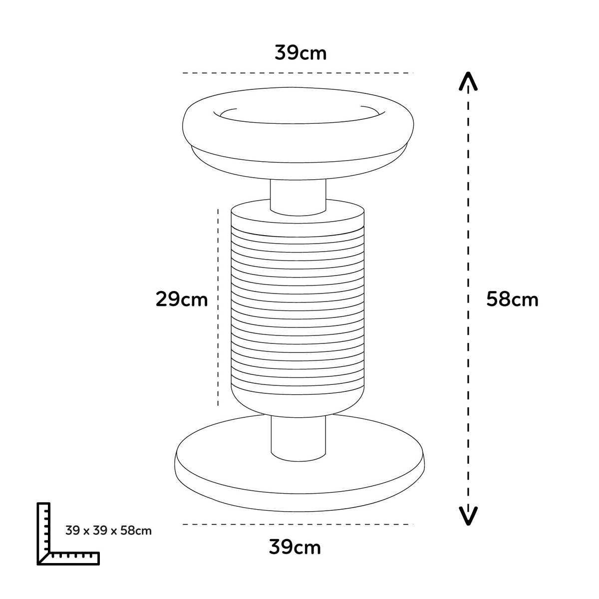 AQPET FRIENDS griffoir pour chat en sisal et tissu avec plateforme, hauteur 58 cm, pour le plus grand plaisir de votre chat, couleur grise