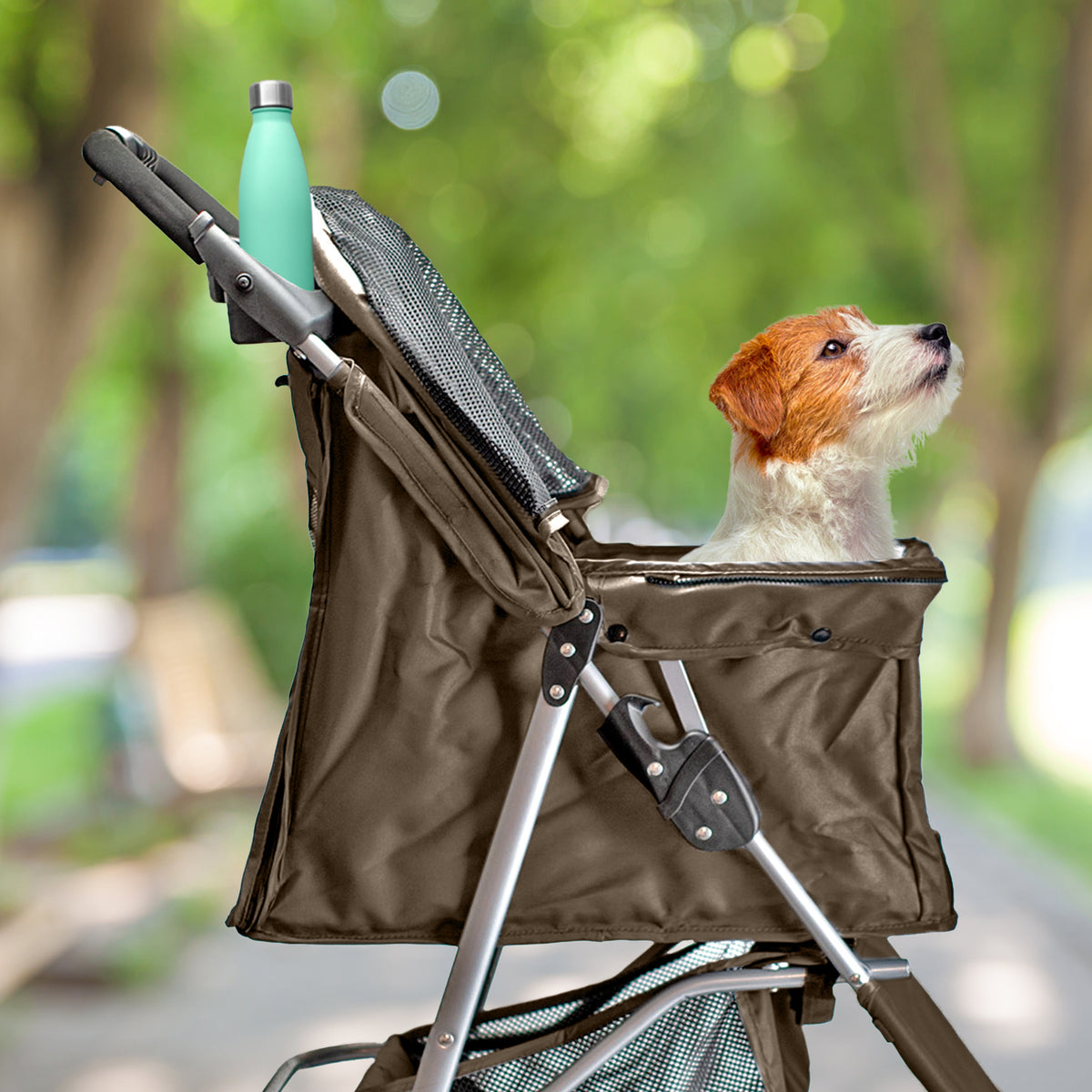 AQPET FRIENDS Poussette confortable et pratique pour chiens de taille moyenne / petite, pour chiens et chats, voyage en toute sécurité