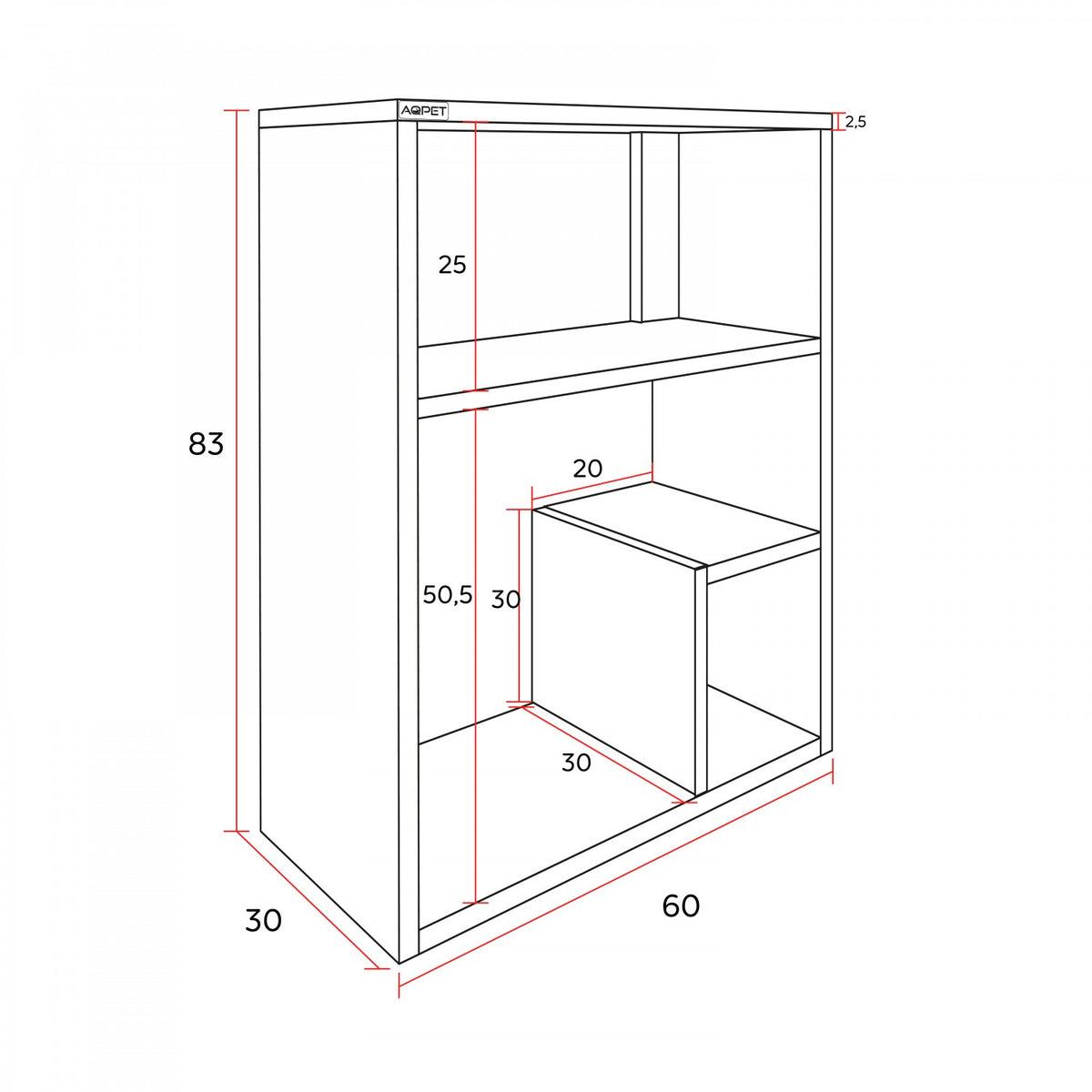 AQPET SUPPORT DE CABINET DESIGN 60 COULEUR NATURE WOOD