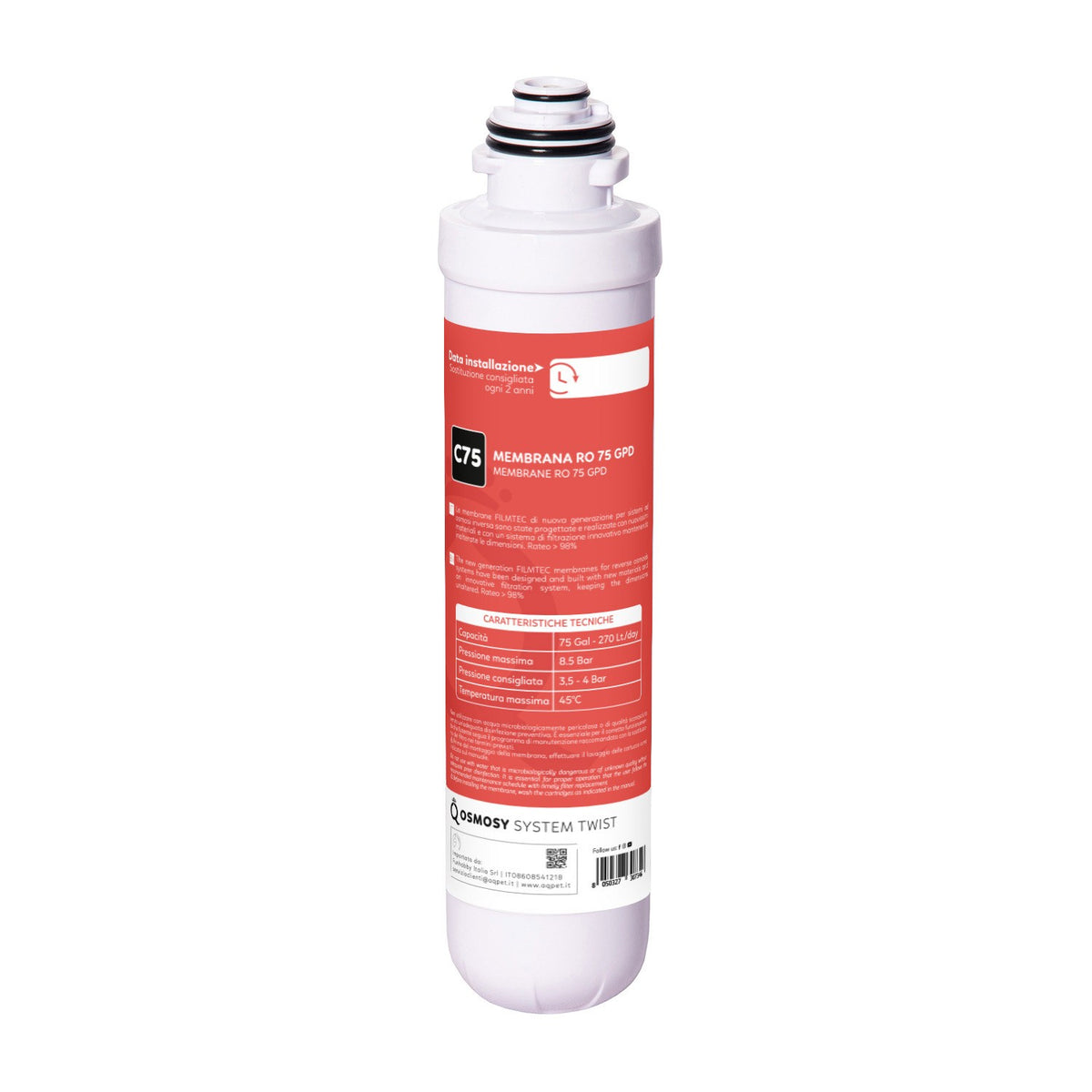 AQPET MEMBRANE DE REMPLACEMENT POUR SYSTÈME D’OSMOSE TWIST À DÉMONTAGE RAPIDE FILMTEC « C » 75 GALLONS