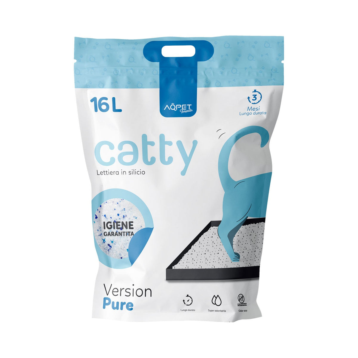 AQPET FRIENDS Catty litière pour chats en silice, super absorbante, anti-odeurs, hygiène du chat