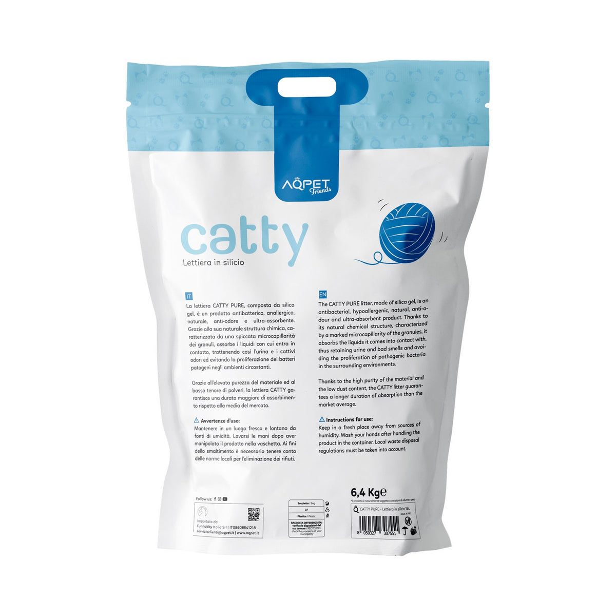 AQPET FRIENDS Catty litière pour chats en silice, super absorbante, anti-odeurs, hygiène du chat