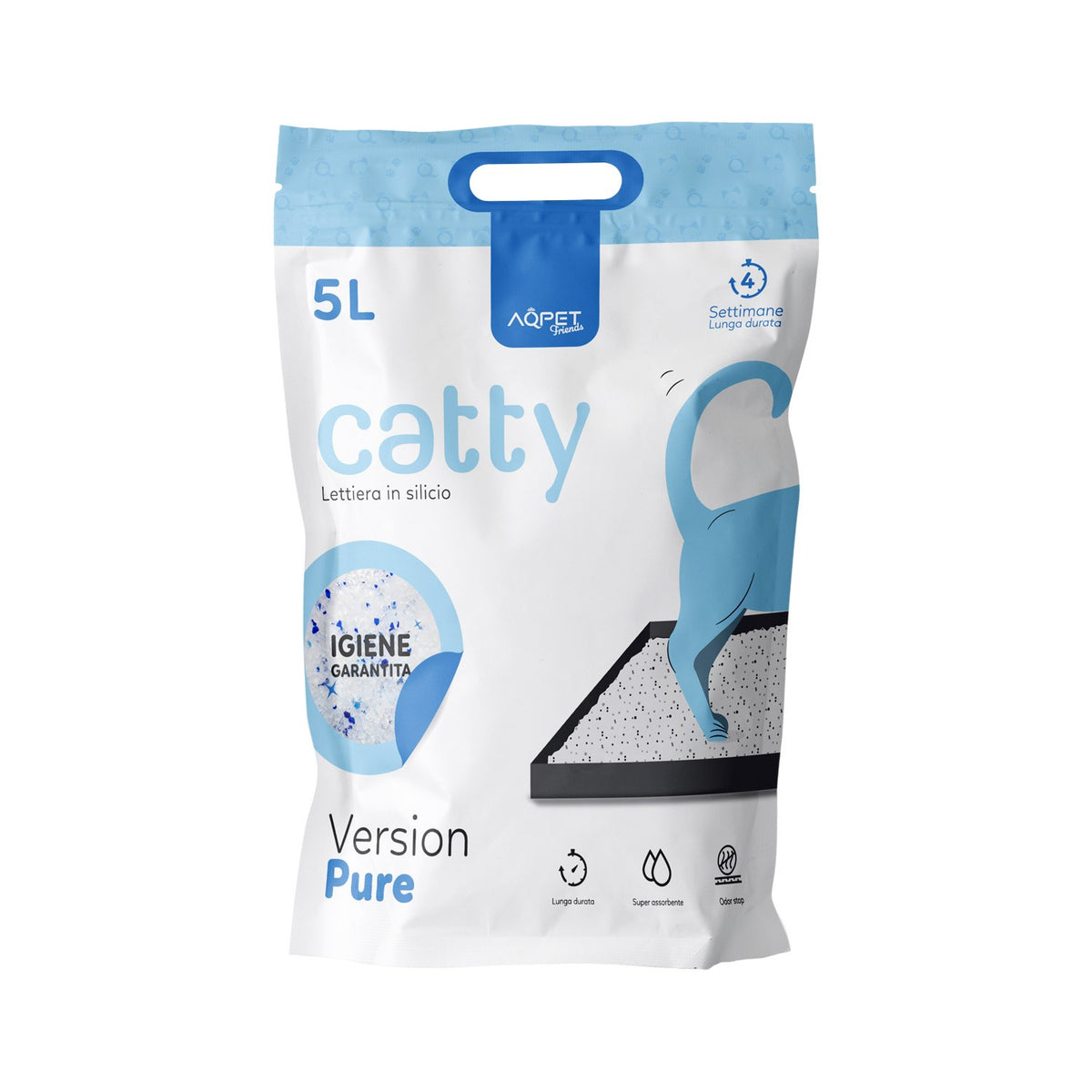 AQPET FRIENDS Catty litière pour chats en silice, super absorbante, anti-odeurs, hygiène du chat