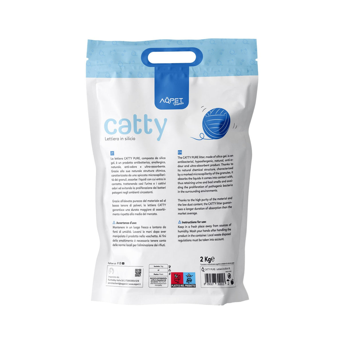 AQPET FRIENDS Catty litière pour chats en silice, super absorbante, anti-odeurs, hygiène du chat