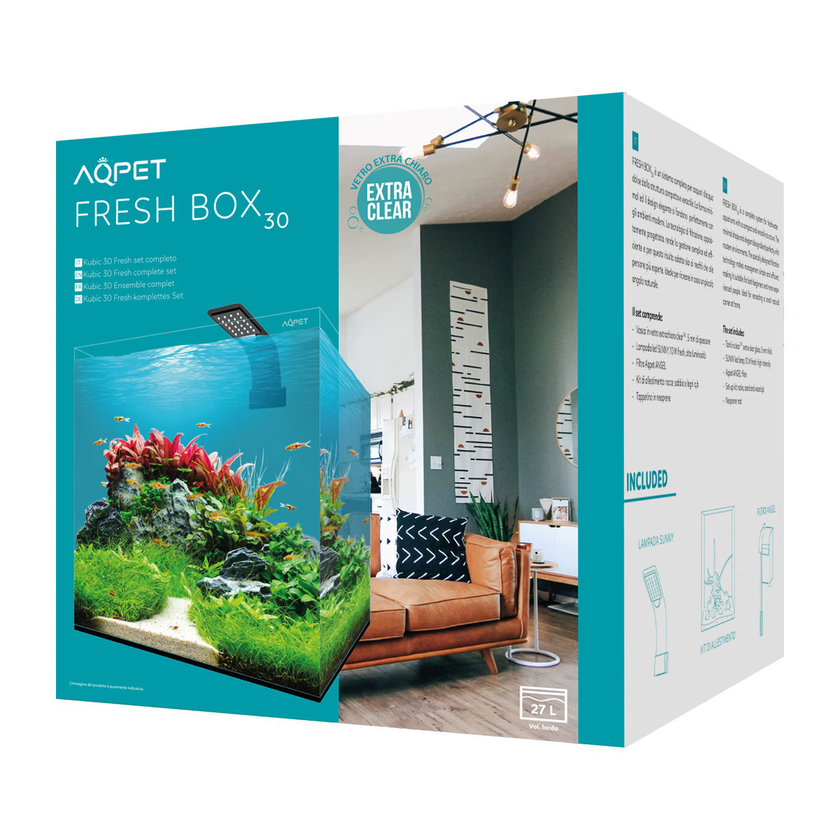 AQPET KUBIC **FRESH BOX 30** AQUARIUM COMPLET PRÊT À L'EMPLOI