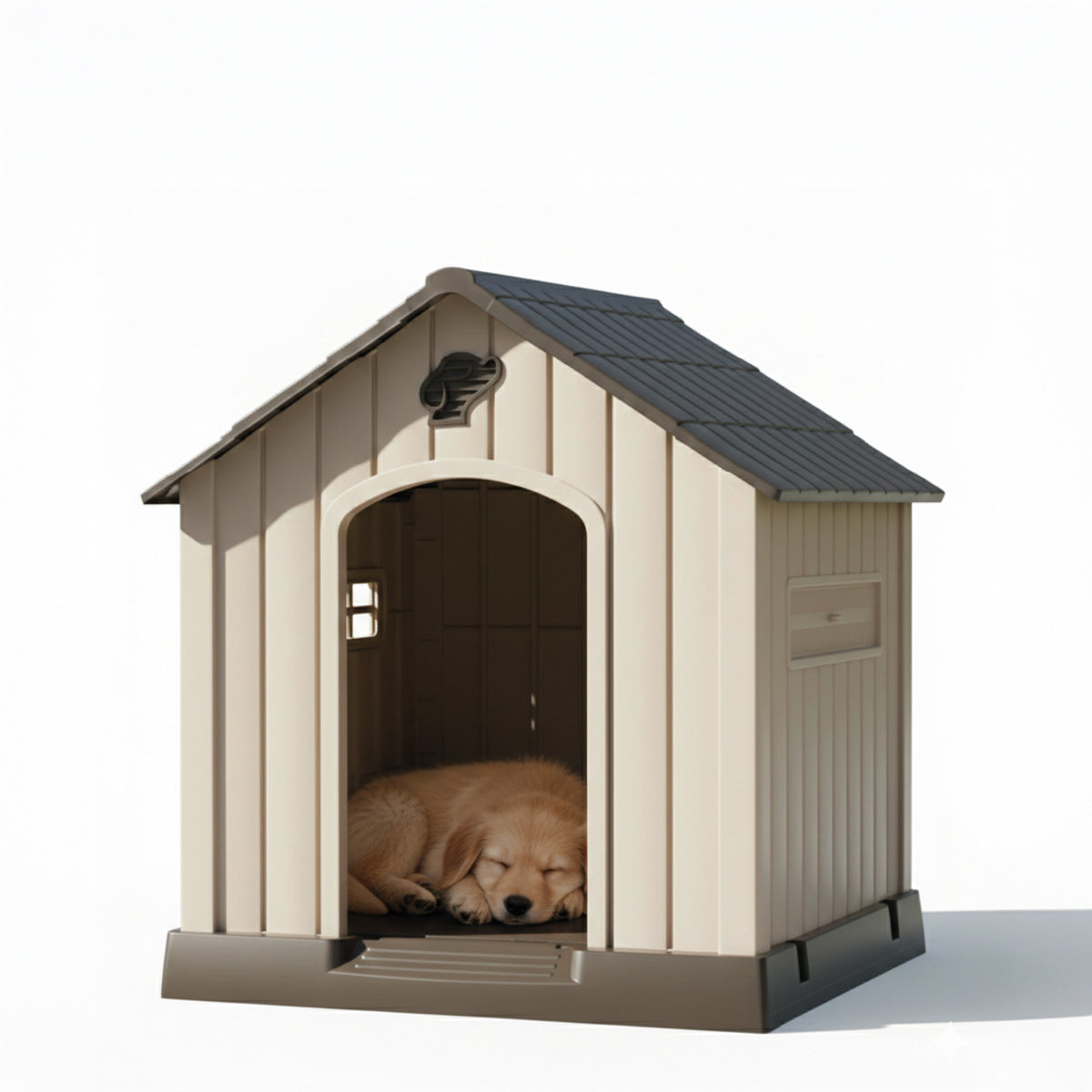 AQPET FRIENDS Niche pour chiens en plastique, imperméable, pour l’extérieur et l’intérieur – Maison avec sol surélevé et système de ventilation – Abri résistant