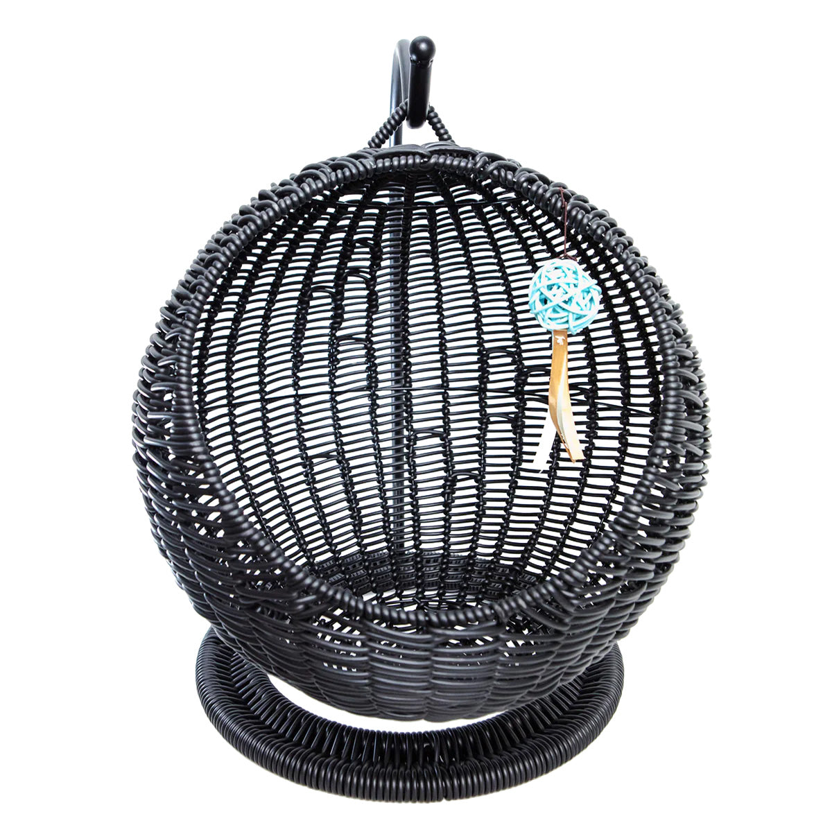 AQPET FRIENDS Morfeo panier suspendu pour chats et chatons en osier tressé à la main, avec coussin moelleux inclus, couleur noire, 46x62 cm