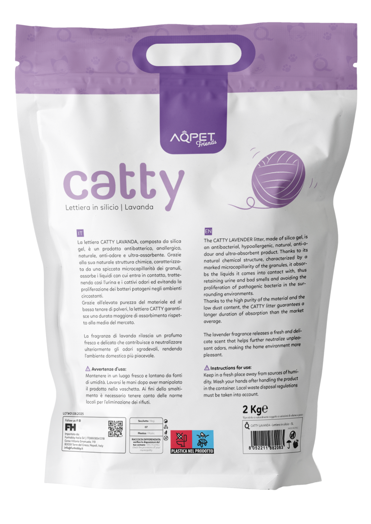 AQPET FRIENDS Litière en silice Catty parfum lavande pour chats, super absorbante, anti-odeurs, hygiène du chat