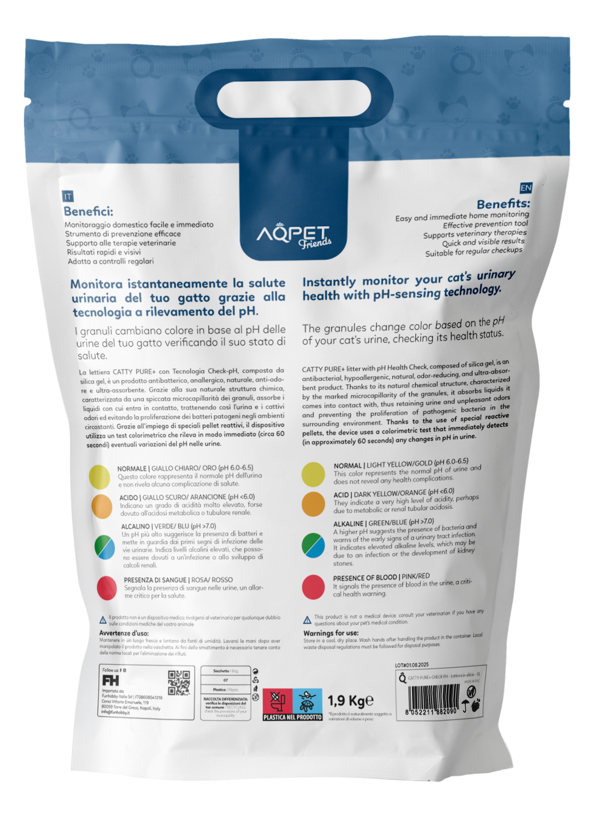AQPET FRIENDS Litière en silice Catty parfum contrôle du pH pour chats, super absorbante, anti-odeurs, hygiène du chat