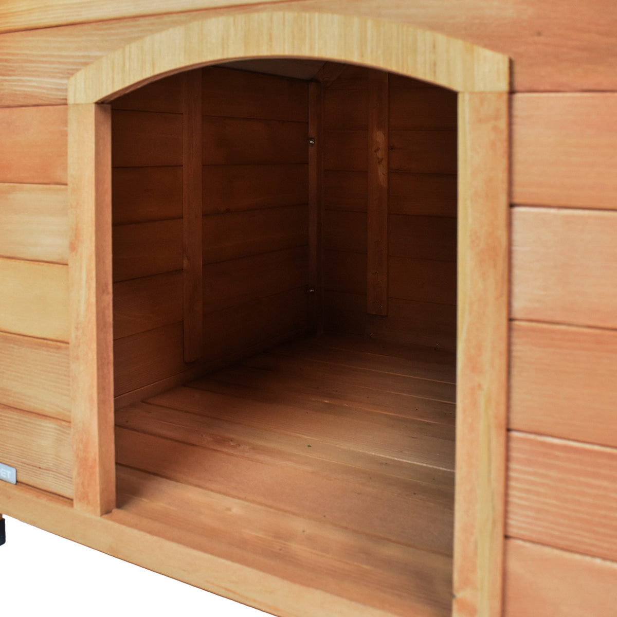 AQPET FRIENDS Suite Niche en bois avec toit incliné et rideau thermique pour chiens et chats