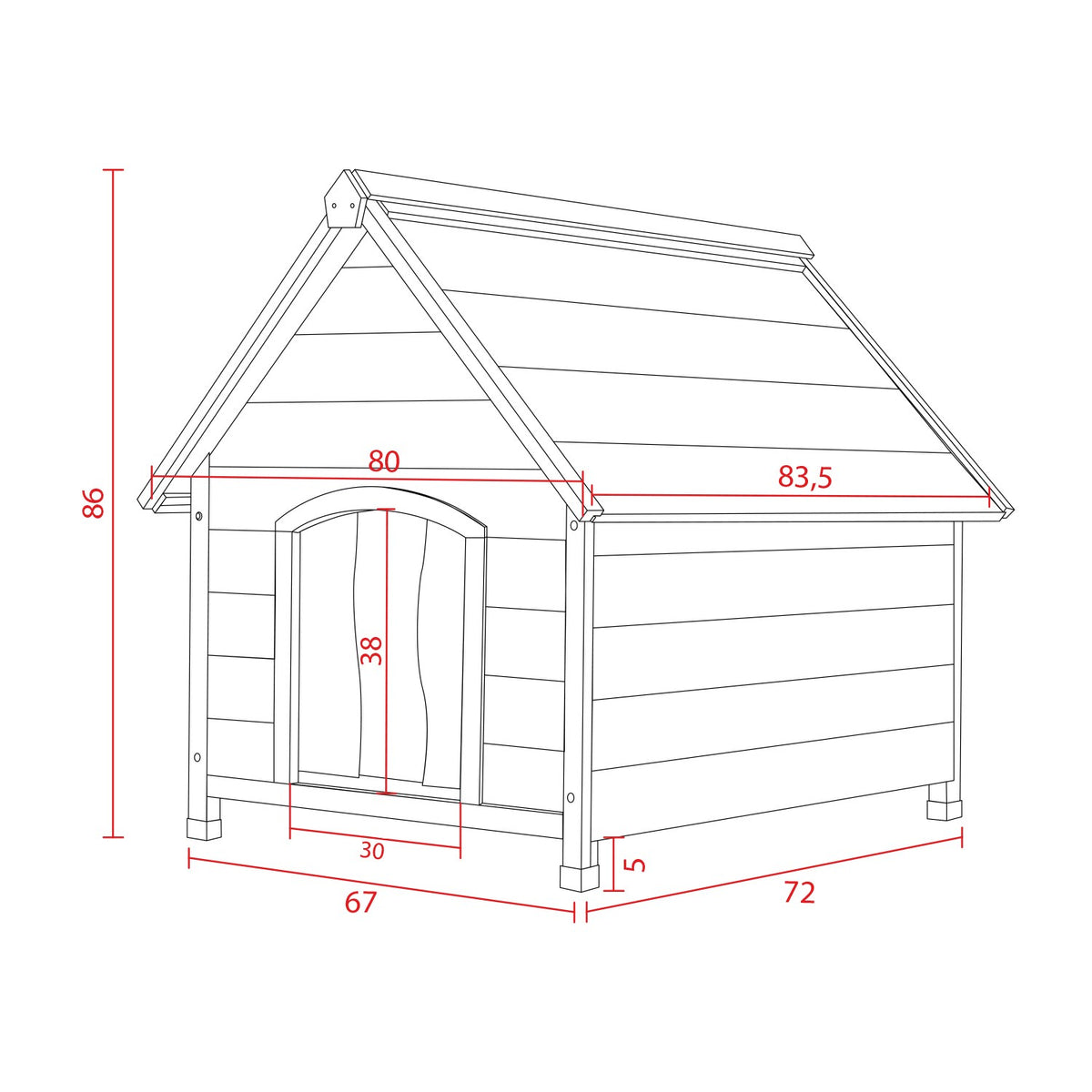 AQPET FRIENDS Suite Niche en bois avec toit incliné et rideau thermique pour chiens et chats