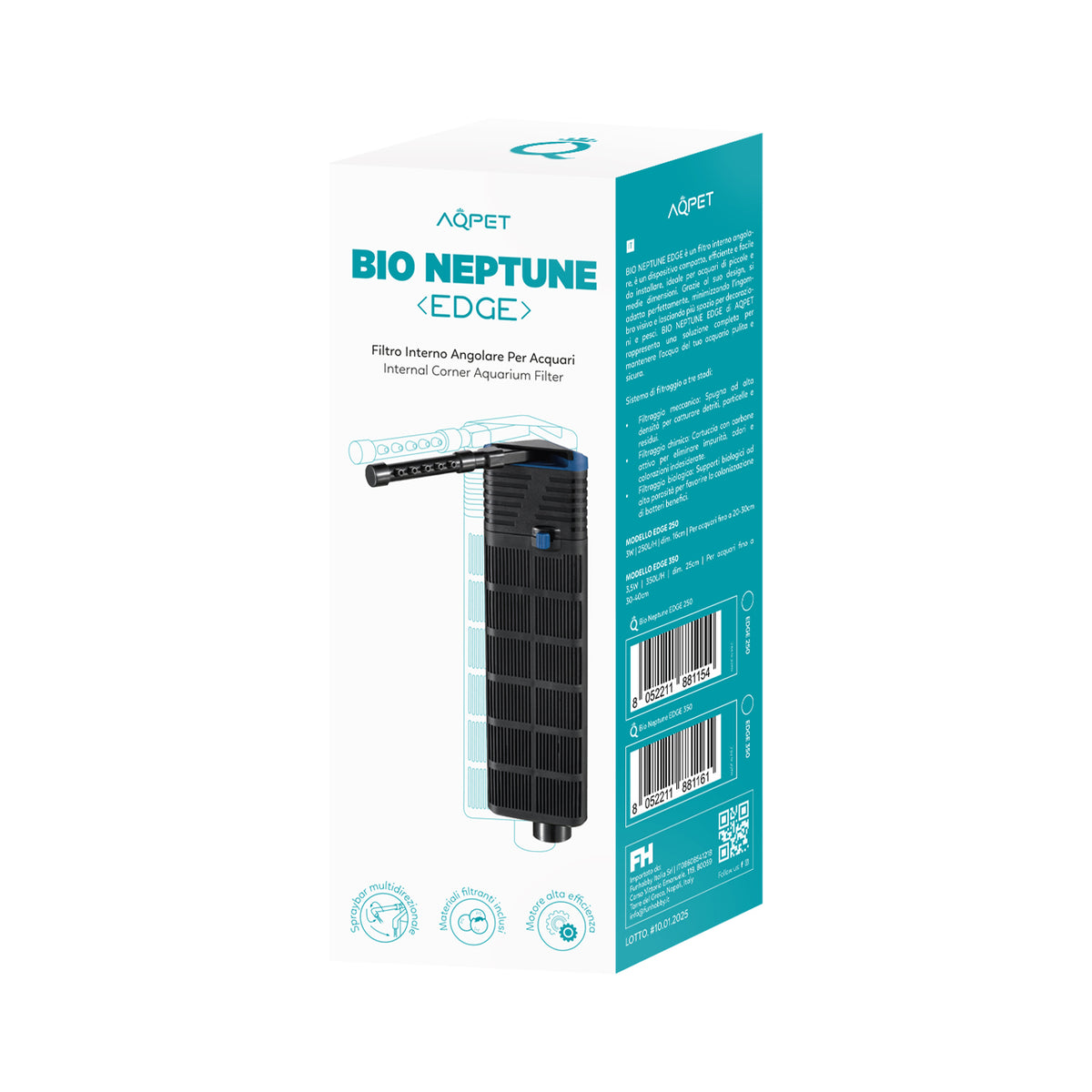 AQPET BIO NEPTUNE EDGE 250 FILTRE INTERNE ANGULAIRE